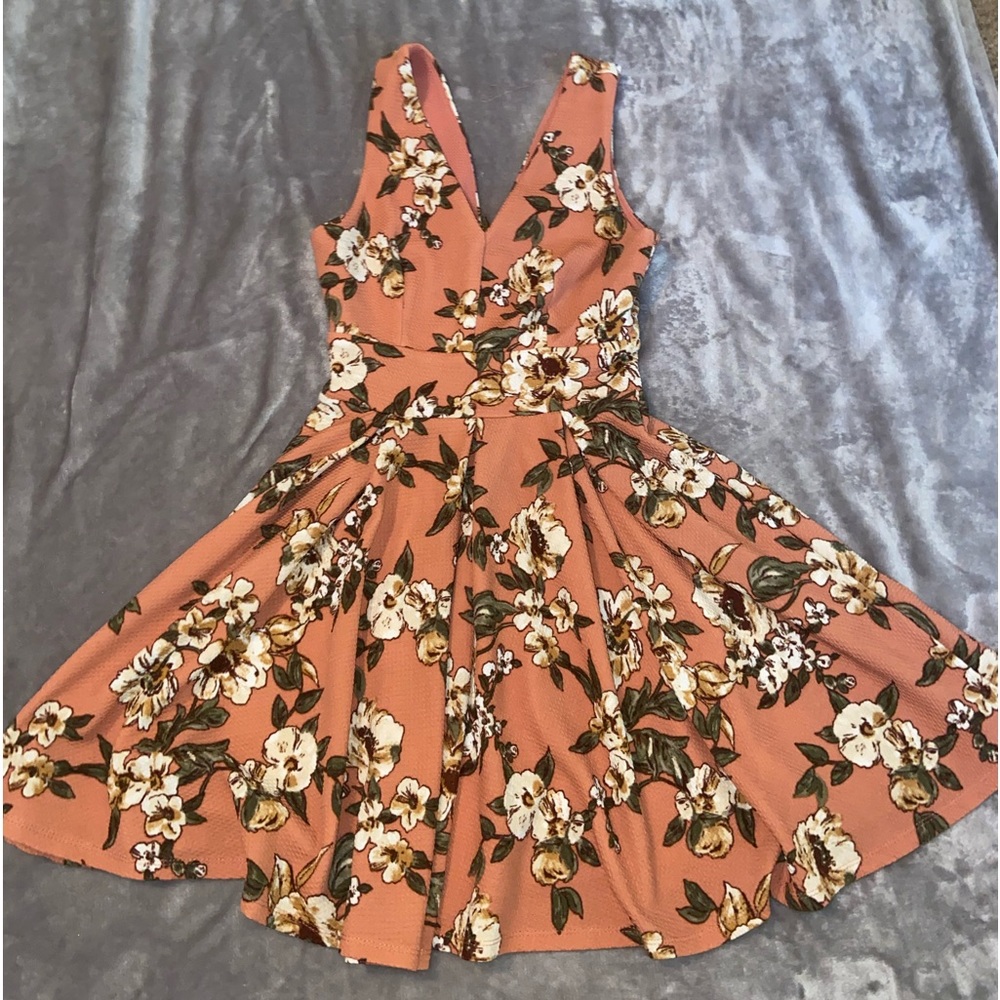 Haute Monde Mauve Floral Skater Mini Dress